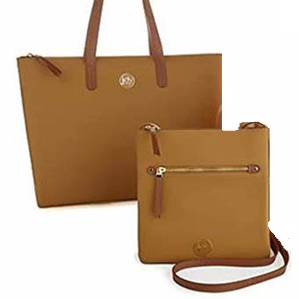 Joy Mangano Leather Handbag and Crossbody Bag Set